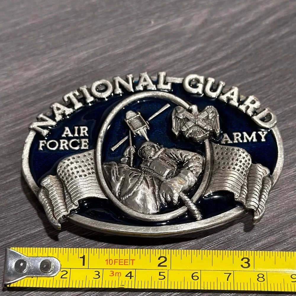 Vtg Bergamot Brass Works National Guard Air Force Army Belt Buckle N-132 1982
